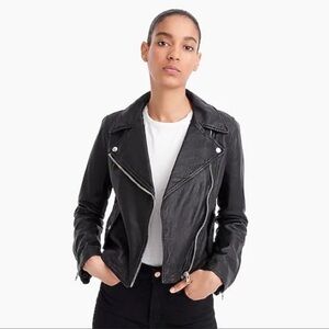 J Crew Collection Washed Leather Motorcycle Jacket